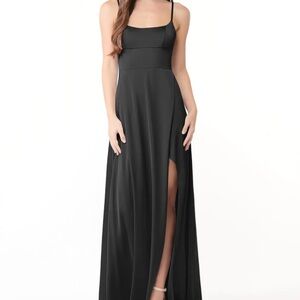 Azazie Black Maxi Dress with Slit